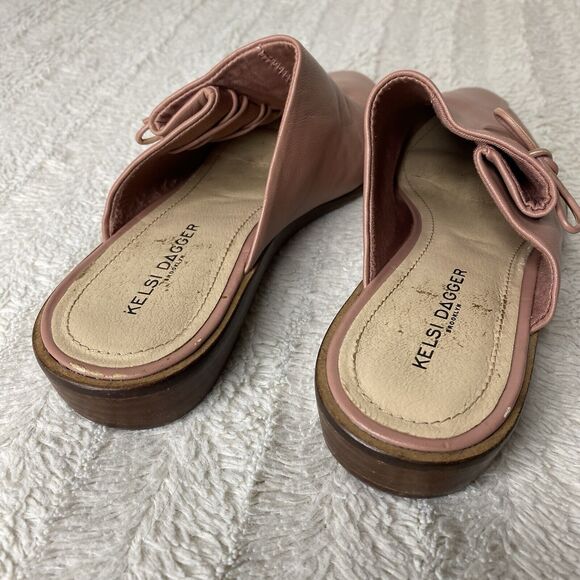Kelsi Dagger Brooklyn Mules Slip On Pointed Toe Mauve Pink Tie Detail Womens 7 - Picture 8 of 14